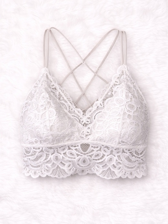 SO Other - SO White Lace Bralette with Crisscross Straps